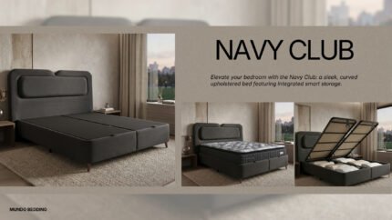 Mundo Navy Club е тапицирано легло за спалня в размер 180x200