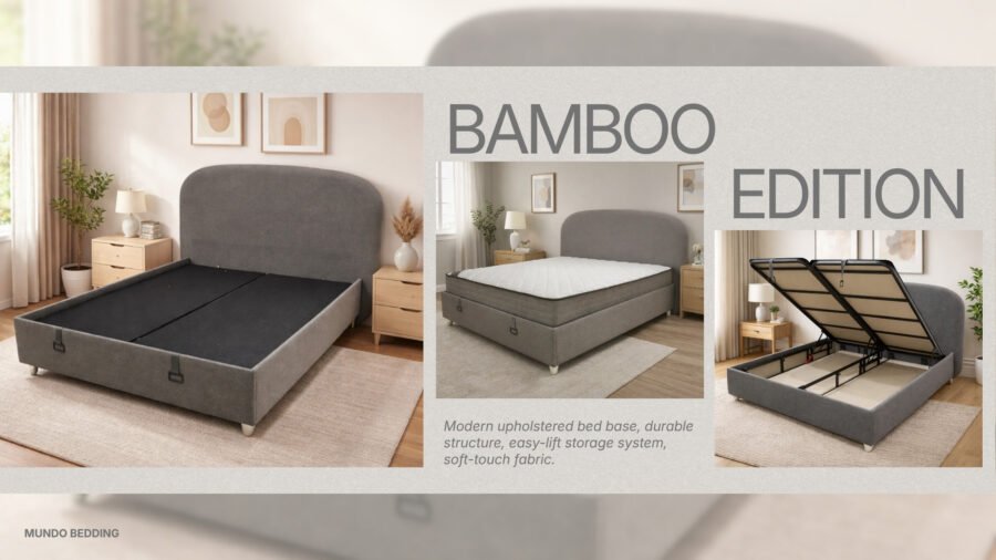 Mundo Bamboo Edition е тапицирано легло за спалня в размер 120x200. Моделът е в категория Спалня > Легла и е подходящ за модерен интериор. Конфигурация: Ракла. Комплектът е ориентиран към комфорт, стабилност и чиста визия.